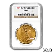 Gold American $20 St. Gaudens - NGC MS64