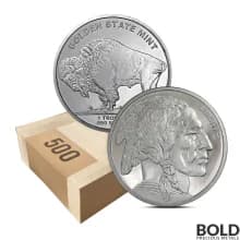 1 oz Golden State Mint Buffalo Silver Round - Box of 500