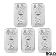 1 oz Great Britain Royal Celebration Silver Bar - Lot of 5 (Plastic Vacuum Sealed)