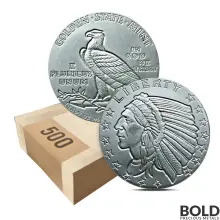 1 oz Incuse Indian Silver Round .999 Fine - Box of 500