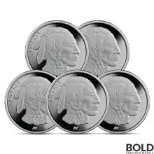1 oz Asahi Buffalo Design Silver Round Proof (Lot of 5)