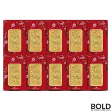 1 oz Perth Mint Lunar Dragon Gold Bar (Lot of 10)