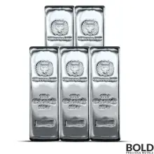 100 oz Germania Mint Silver Bar (Lot of 5)