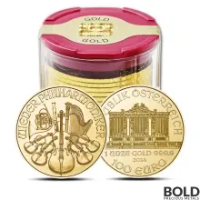 2024 1 oz Austrian Gold Philharmonic - 1 Roll of 10 BU Coins in Mint Tube