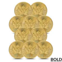 2024 1 oz Canadian Maple Leaf Gold Coin BU - Lot of 10