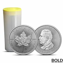 2024 1 oz Canadian Maple Leaf Silver Tube (25 Coins, BU)