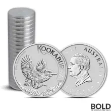 2024 1 oz Perth Kookaburra Silver Roll (20 Coins, BU)