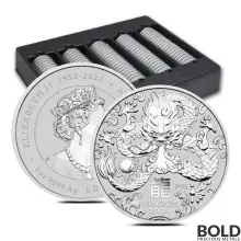 2024 1 oz Perth Lunar Year of the Dragon Silver Coin BU - Box of 100