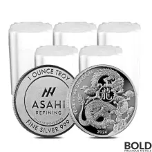 2024 1 oz Asahi Lunar Dragon Silver Round (Lot of 100)