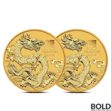 2024 2 oz Perth Lunar Year of the Dragon Gold Coin BU (Lot of 2)