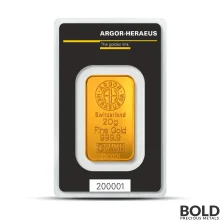 Argor-Heraeus 20 Gram Gold Bar (In Assay)