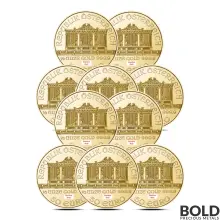 Lot of 10 - 1/2 oz Austrian Gold Philharmonic Coin (Random Date)