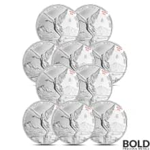Lot of 10 - Random Date 1 oz Mexican Libertad Modern Design Silver Coin BU