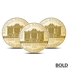 Lot of 3 - 2024 1 oz Austrian Gold Philharmonic Coin (BU)