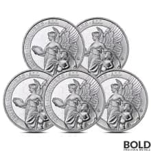 Lot of 5 - 2022 St Helena Queen's Virtues: Truth 5 oz Silver BU