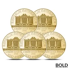 Lot of 5 - 2024 1 oz Austrian Gold Philharmonic Coin (BU)
