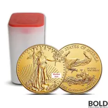 Random Date 1 oz American Eagle Gold Coin Tube - 20 Coins BU