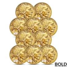 Random Year 1 oz American Buffalo Gold Coin BU - Lot of 10