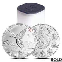 Tube of 25 - Random Date 1 oz Mexican Libertad Modern Design Silver Coin BU