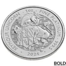 2024 1 oz British Tudor Beasts: Seymour Unicorn Platinum Coin (BU)