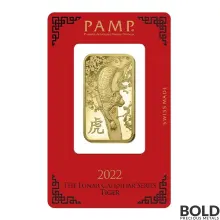 2022 PAMP 1 oz Lunar Tiger Gold Bar