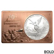 2022 Silver 1 oz & Copper 2 oz Mexican Libertad 40th Anniversary Proof Coin Bar