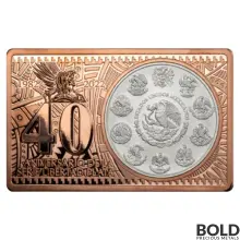 2022 Silver 1 oz & Copper 2 oz Mexican Libertad 40th Anniversary Proof Coin Bar