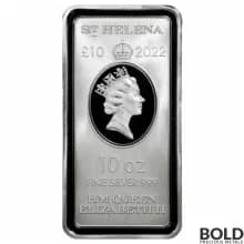 2022 Silver 10 oz St. Helena Queen's Virtues: Standing Brit Coin Bar BU
