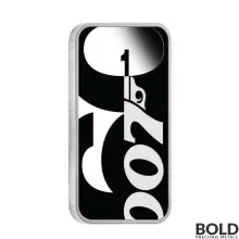 2022 Tuvalu James Bond: 60 Years of Bond 1 oz Silver Colored Proof Rectangular Coin