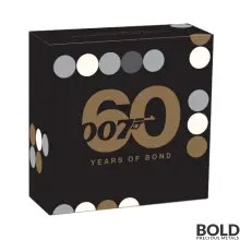 2022 Tuvalu James Bond: 60 Years of Bond 1 oz Silver Colored Proof Rectangular Coin