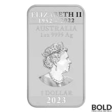 2023 Silver 1 oz Australia Perth Rectangular Dragon BU Coin Bar