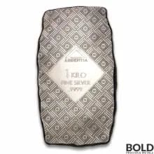 Silver 1 Kilo Argentia Woman on Water Antiqued Bar