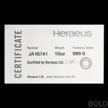 Silver 10 oz Heraeus Bar
