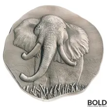Silver 10 oz Argentia Elephant UHR Antiqued Round