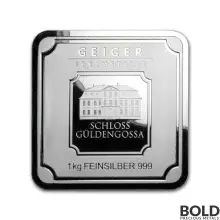 Silver 1 Kilo Geiger Edelmetalle Square Bar (Original)