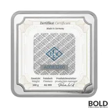 Silver 500 Gram Geiger Edelmetalle Square Bar (Original)