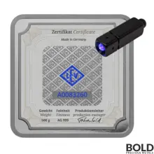 Silver 500 Gram Geiger Edelmetalle Square Bar (Original)