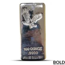 100 oz CNT Eagle Silver Bar (Poured)
