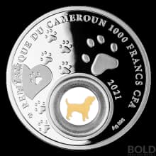 2021 Cameroon Silver Man's Best Friend Husky Dog 28.28 Grams Coin