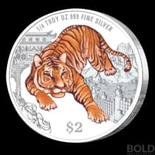 2022 Singapore Year of Tiger .999 Silver 1/4 oz Color Proof-Like Coin