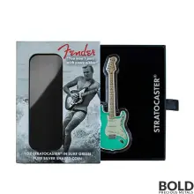 2022 Solomon Islands Fender Stratocaster Shaped Surf Green .9999 Reverse Proof Coin - Silver 1 oz