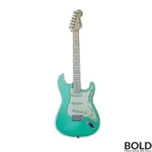 2022 Solomon Islands Fender Stratocaster Shaped Surf Green .9999 Reverse Proof Coin - Silver 1 oz