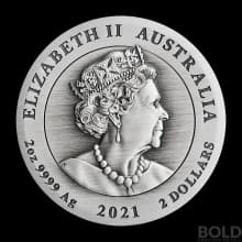 2021 Perth Lunar Ox 2 oz Silver Antiqued