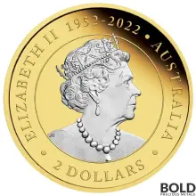 2023 Silver 2 oz Perth Kangaroo Reverse Gilded Coin