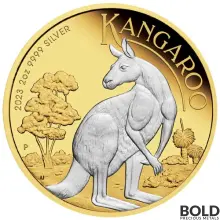 2023 Silver 2 oz Perth Kangaroo Reverse Gilded Coin
