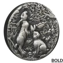 2023 Perth Silver 2 oz Lunar Rabbit Antiqued