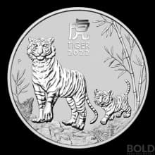 2022 Silver 2 oz Australia Perth Lunar Tiger BU