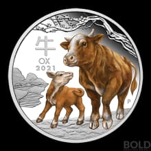 2021 Silver Perth Lunar Year of the Ox Proof Color - 1 oz