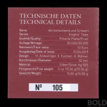 2019 Silver Austria Knights Tales Chivalry Proof - 1/2 oz