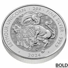 2024 2 oz British Tudor Beasts: Seymour Unicorn Silver Coin (BU)